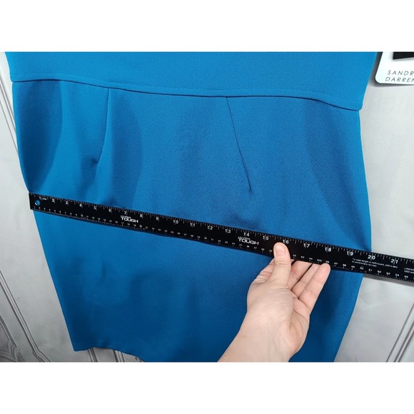 NWT Sandra Darren Dress Women's Size 10 Sheath Stretch Ruffle Neckline Blueberry - Picture 14 of 16